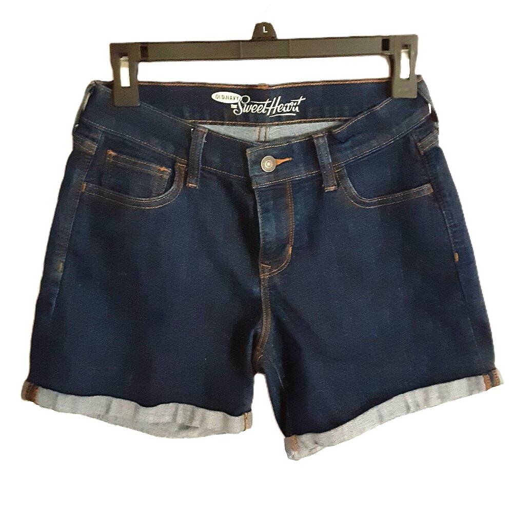 Old Navy Sweetheart Jean Shorts Size 2 Low Rise Roll Bottom Pockets Zip Closure